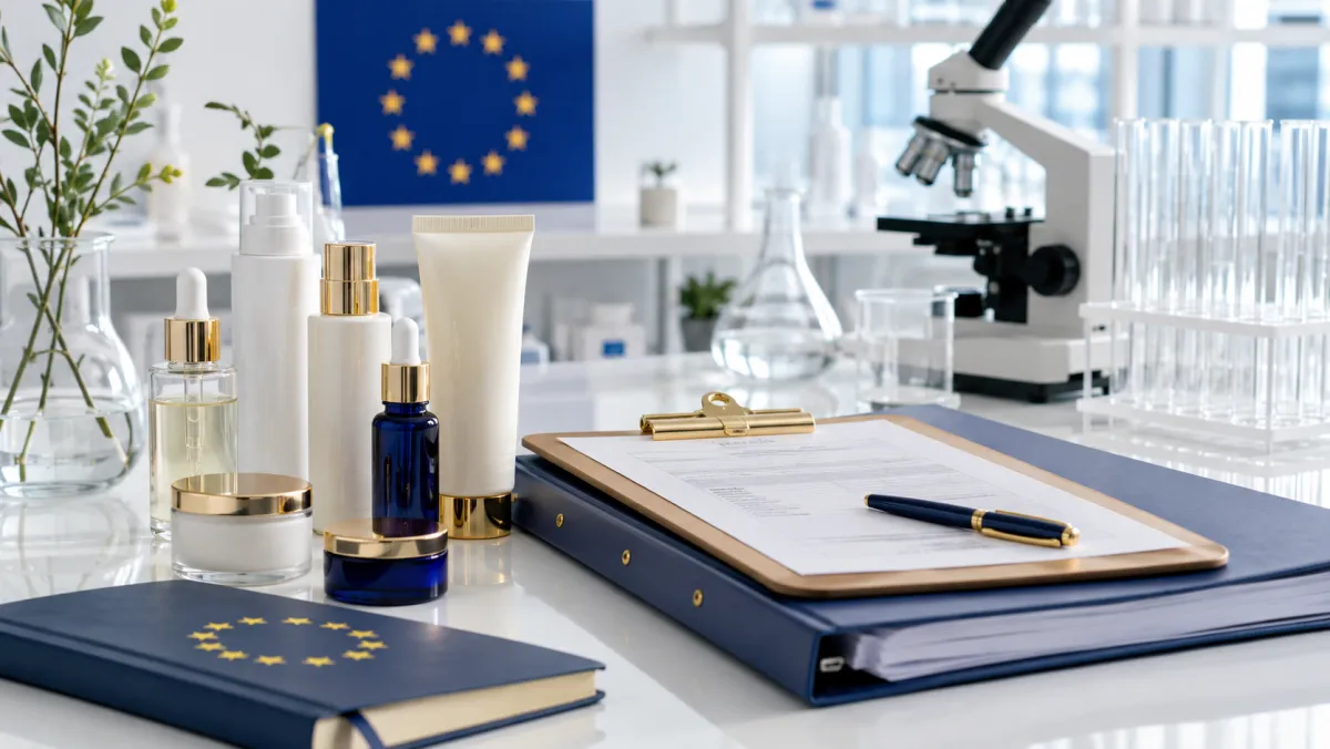 Korean cosmetics with documents representing EU CPNP registration for import
