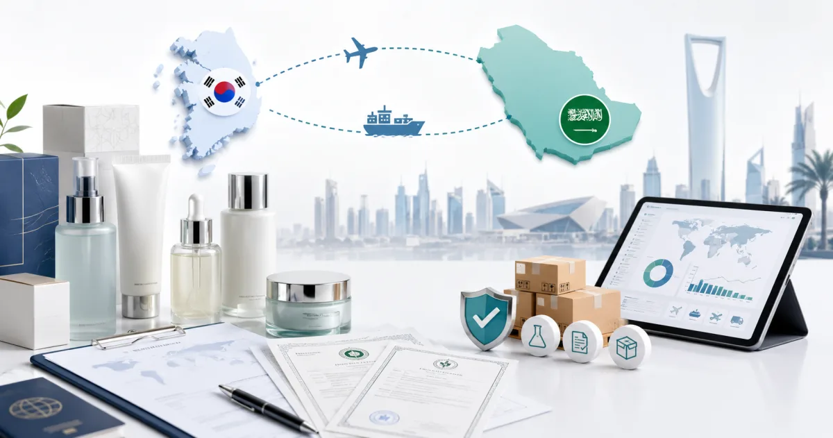Korean cosmetics with regulatory documents representing import to Saudi Arabia