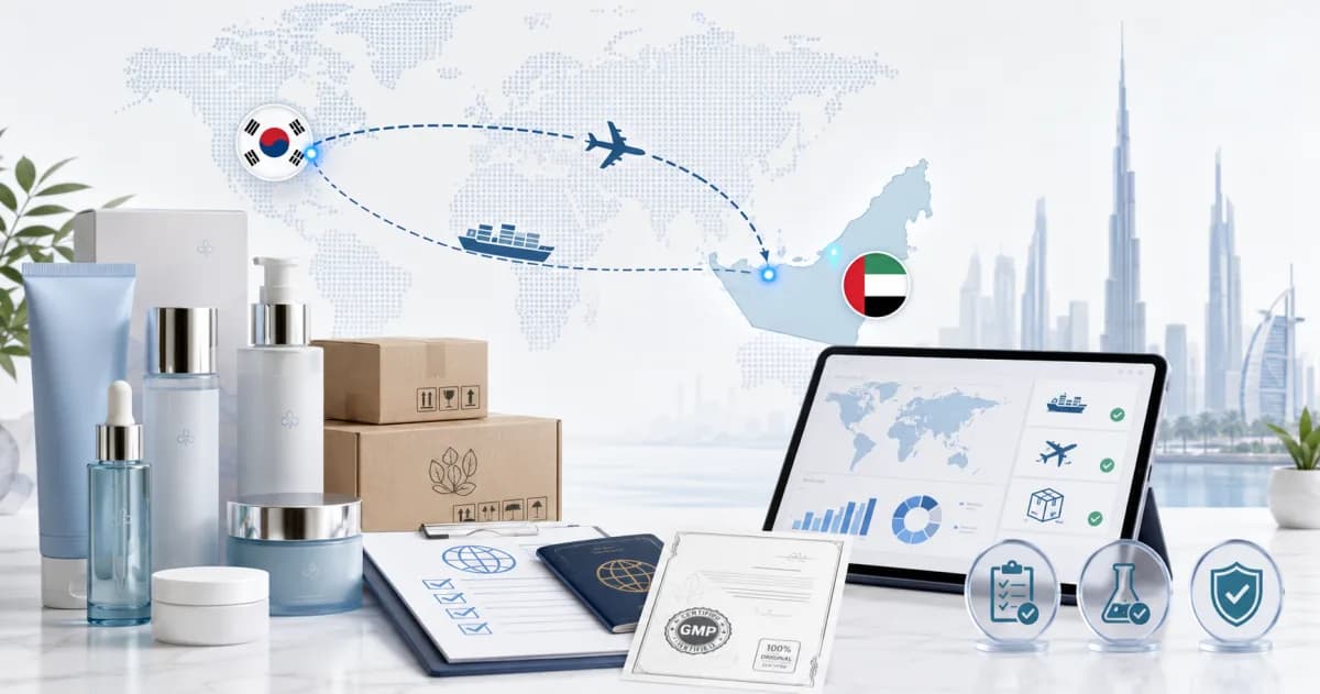 Korean cosmetics with registration documents representing import to the United Arab Emirates