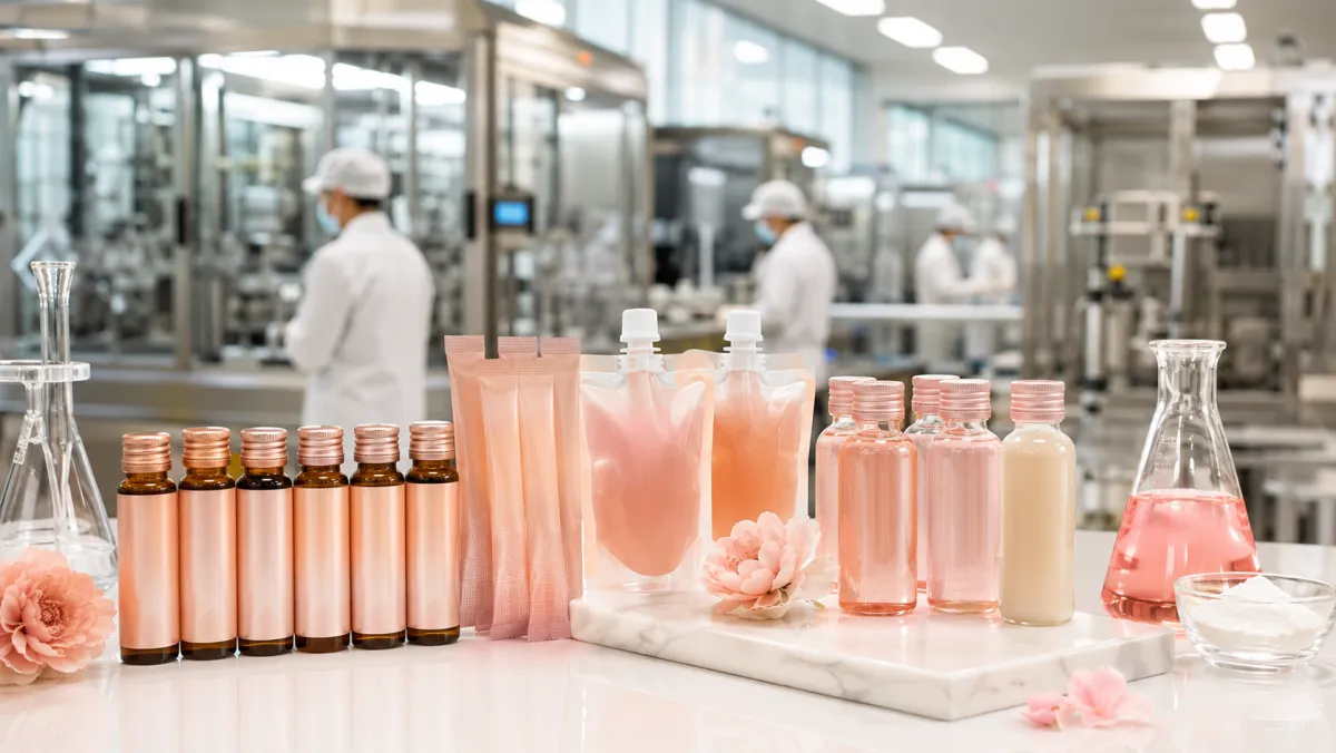 Korean collagen drink bottles representing collagen drink OEM manufacturing