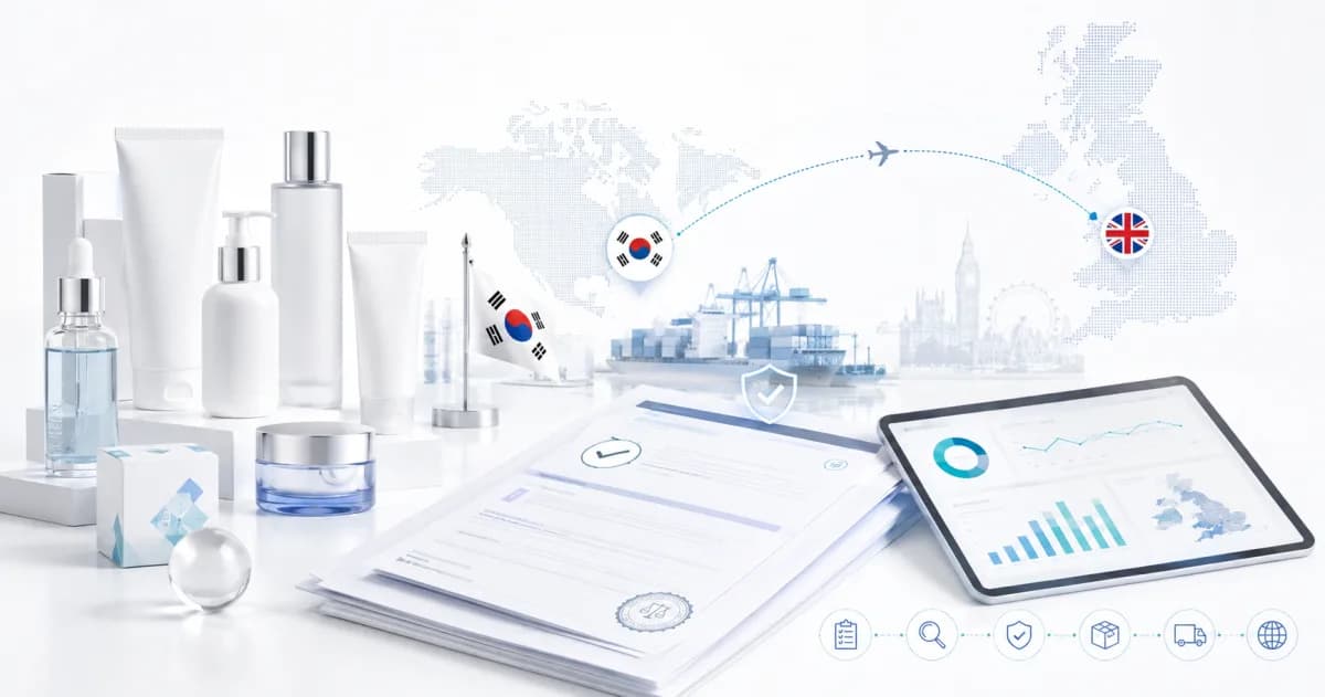 Korean cosmetics with compliance documents representing import to the United Kingdom